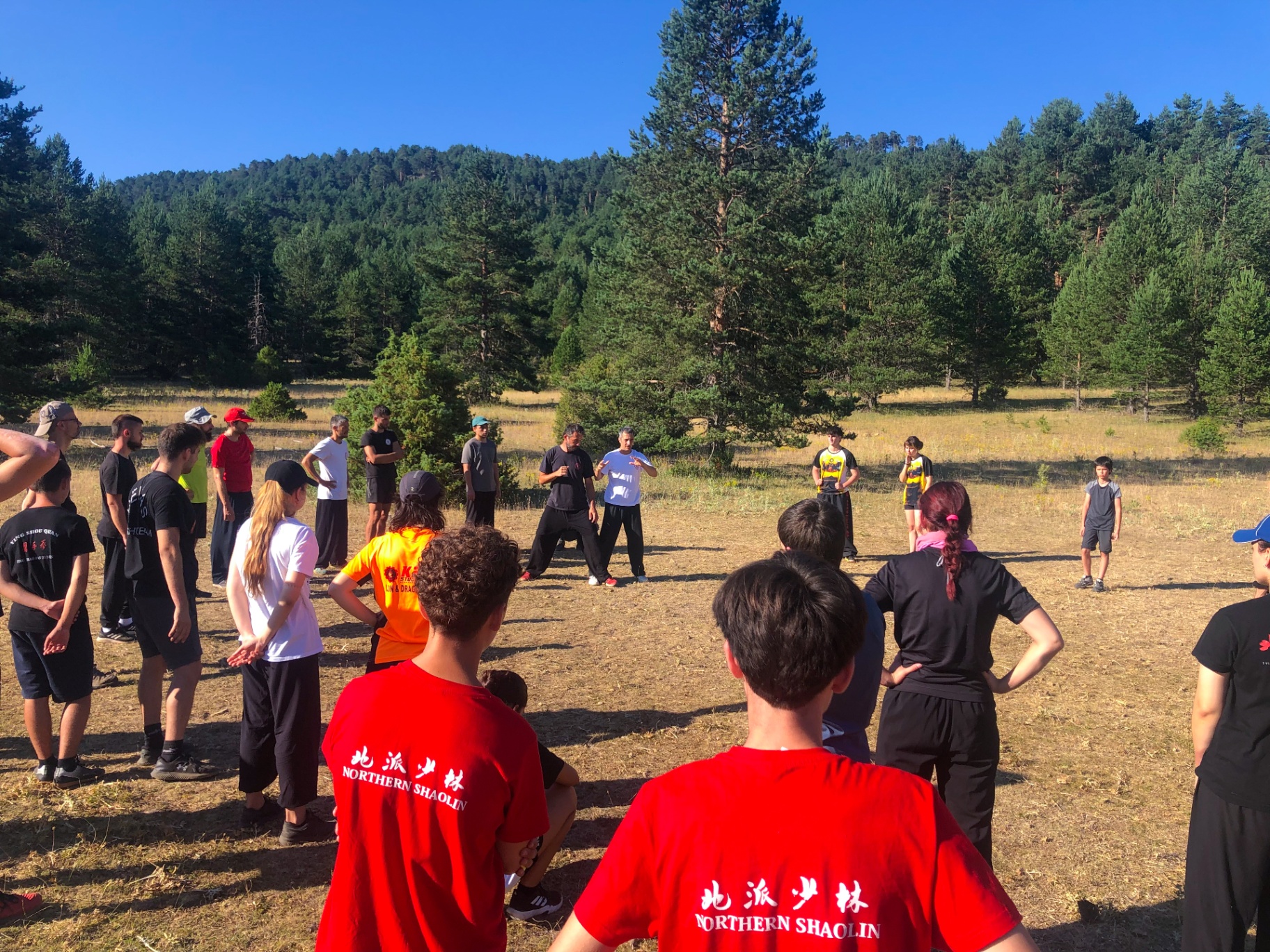 Ομαδική προπόνηση Kung Fu στη φύση